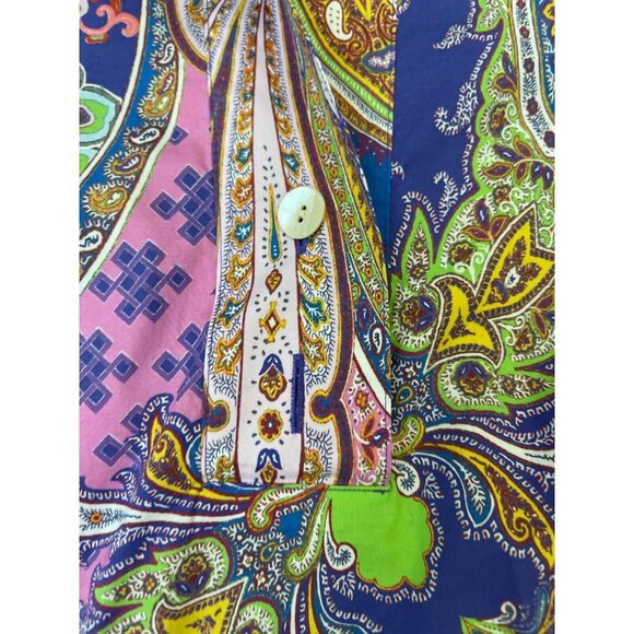 Hinson Wu Aileen 3/4 Sleeve Paisley Printed Shirt Button Back Size 16 $270 NWOT - Picture 4 of 16